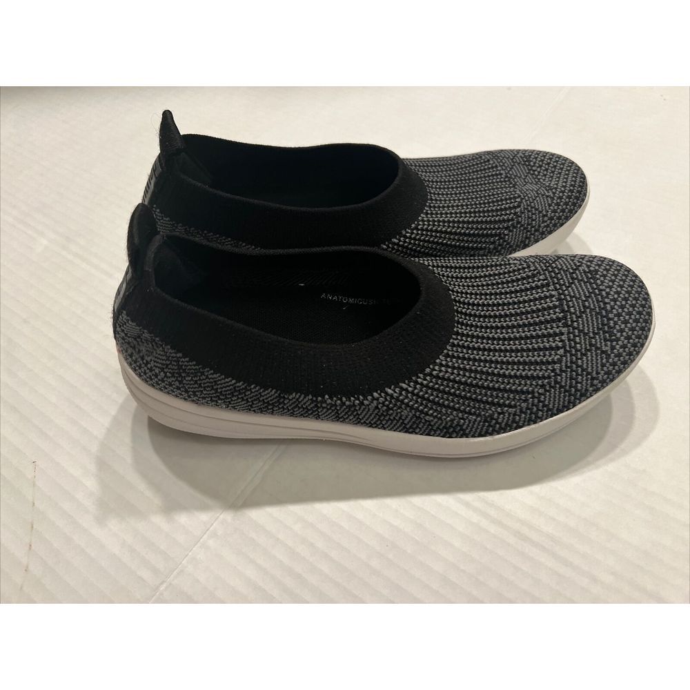 Fitflop Womens Anatomicush Black Gray Round Toe Slip On Shoes US6.5